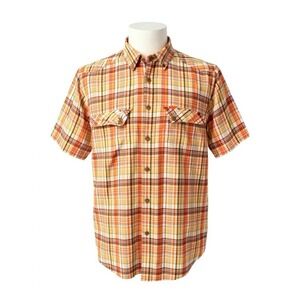 ExOfficio Men's LARGE Plaid Short Sleeve Shirt Orange Casual Summer - CJ